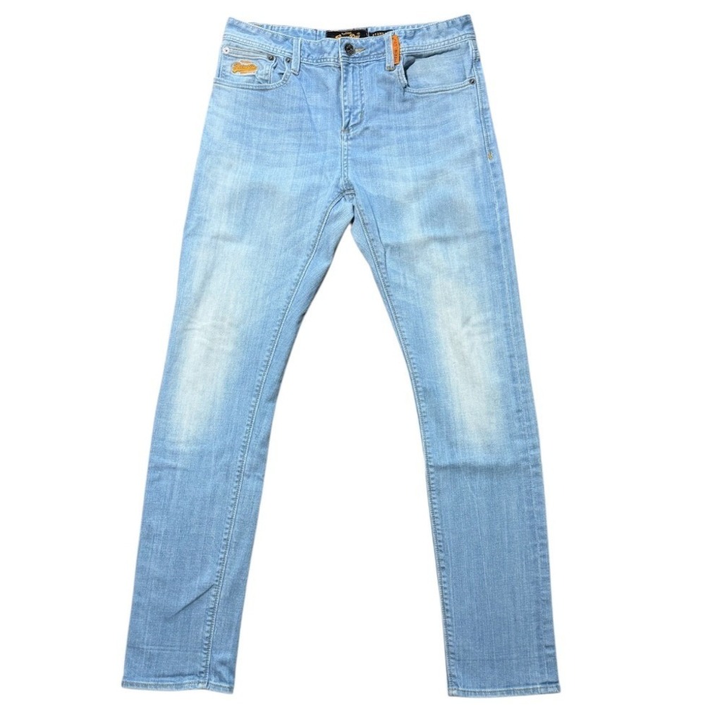 Superdry Japan Standard Skinny Mens Jeans 34x32 Light Wash Denim Pant M70KJ004F1